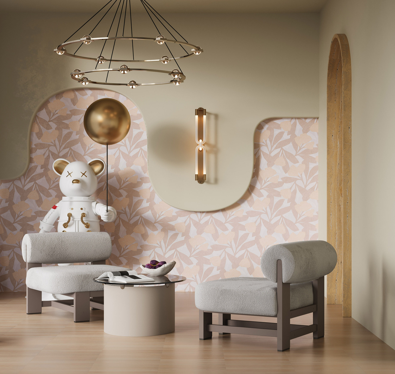 Обои Luna Круиз Цветы рассвета CRZ3 007 10,05×1 фото в интерьере